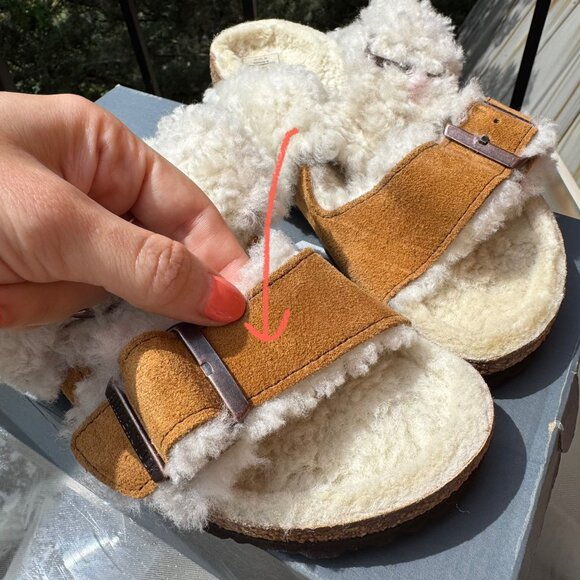 New Birkenstock Arizona Teddy Split Suede Shearling Sandals Shoes US 8 / EUR 39 - Picture 6 of 15